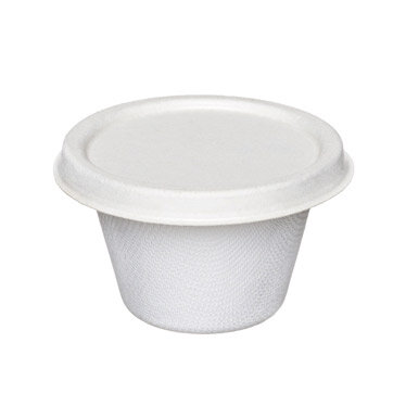 Dressingcup mit Deckel 120ml, Bagasse, Ø 75 mm