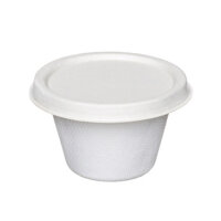 Dressingcup mit Deckel 120ml, Bagasse, Ø 75 mm